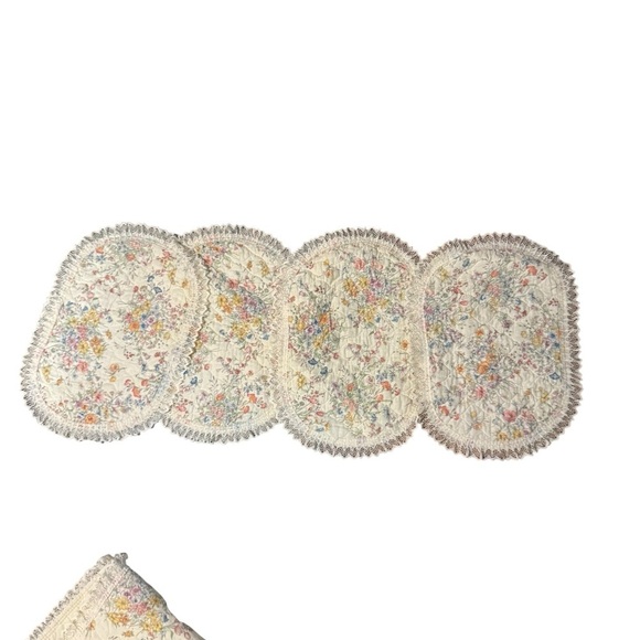 Set of 4 Vintage Floral Placement Mats 1 Table Runner w/ Lace Trim Cottagecore - Picture 5 of 15